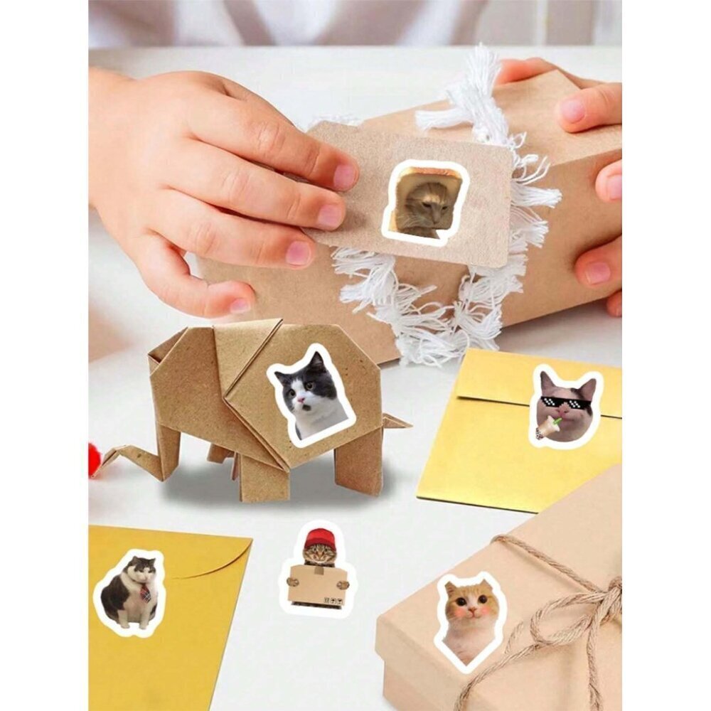 500 Sheets/Roll Of Cat Expression Roll Stickers, Can Be Used For Decoration
